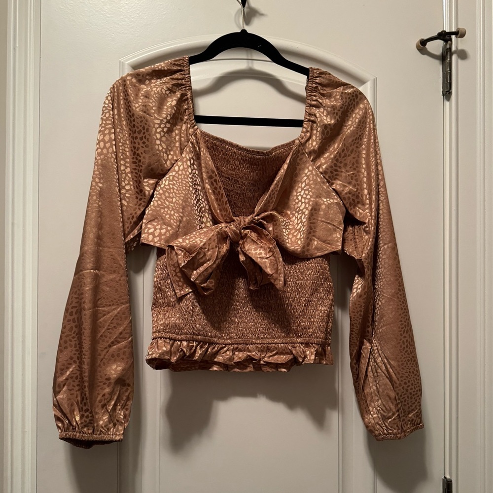 Gold/Champagne Leopard Bungee Scrunch Top
